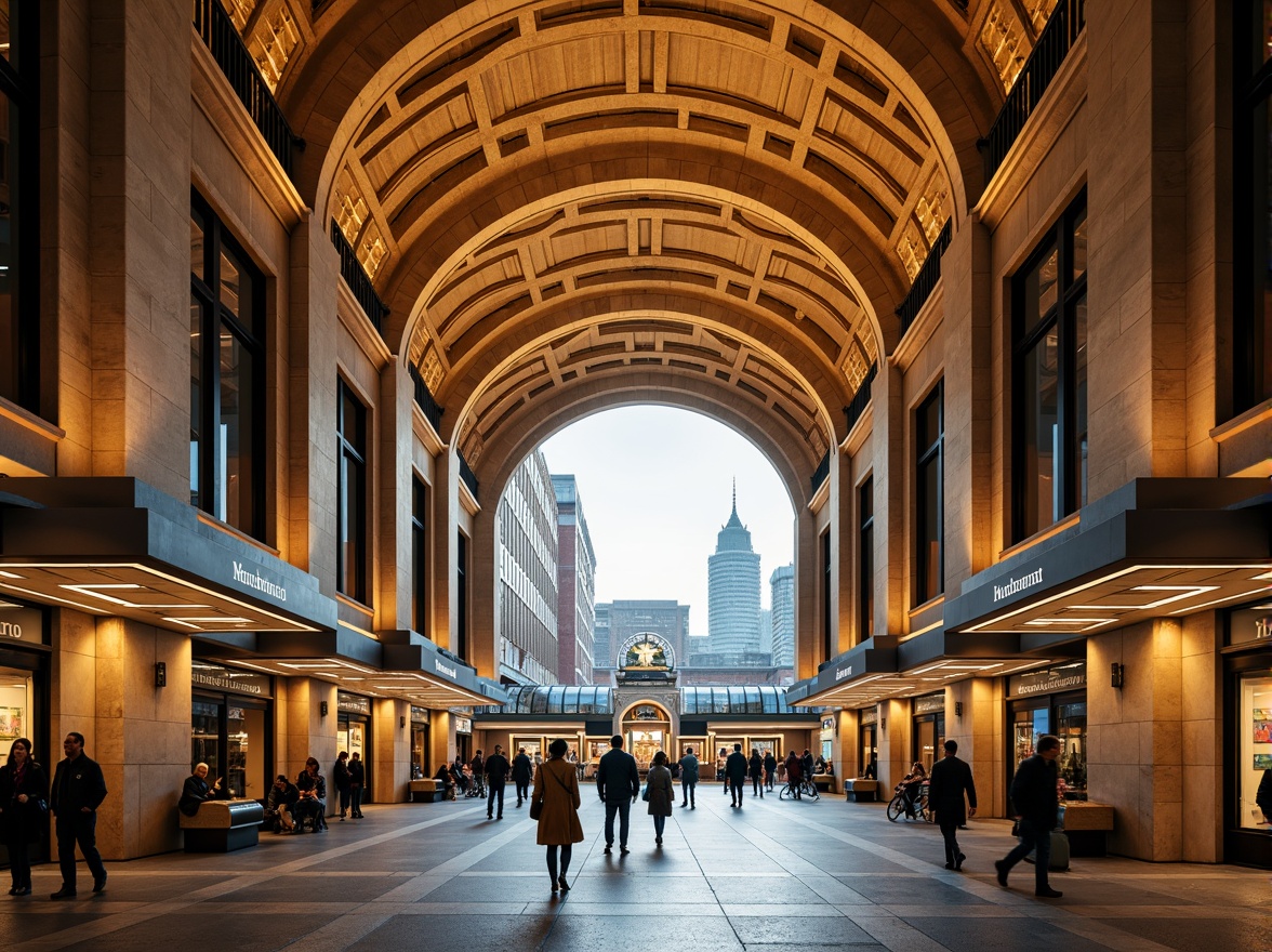 Prompt: Grand metro station, Romanesque archways, ornate columns, vaulted ceilings, intricate stone carvings, warm golden lighting, busy urban atmosphere, modern transportation hub, sleek metal accents, glass canopies, pedestrian walkways, bustling crowds, morning commute, soft natural light, shallow depth of field, 1/2 composition, symmetrical framing, realistic textures, ambient occlusion.