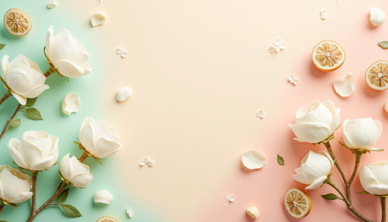 Prompt: Pastel colors, soft peach tones, calming mint greens, creamy whites, warm beige backgrounds, subtle golden accents, delicate floral patterns, organic textures, natural materials, earthy undertones, gentle ombre effects, soothing ambiance, 1/1 composition, intimate close-ups, soft focus, shallow depth of field, relaxed atmosphere.