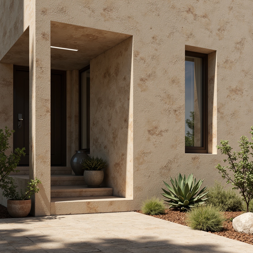 Prompt: Rustic fiber-cement fa\u00e7ade, earthy tones, organic textures, industrial accents, brutalist architecture, modern sustainable design, eco-friendly materials, minimalist aesthetic, natural light, soft shadows, 1/1 composition, close-up shot, realistic renderings, ambient occlusion.