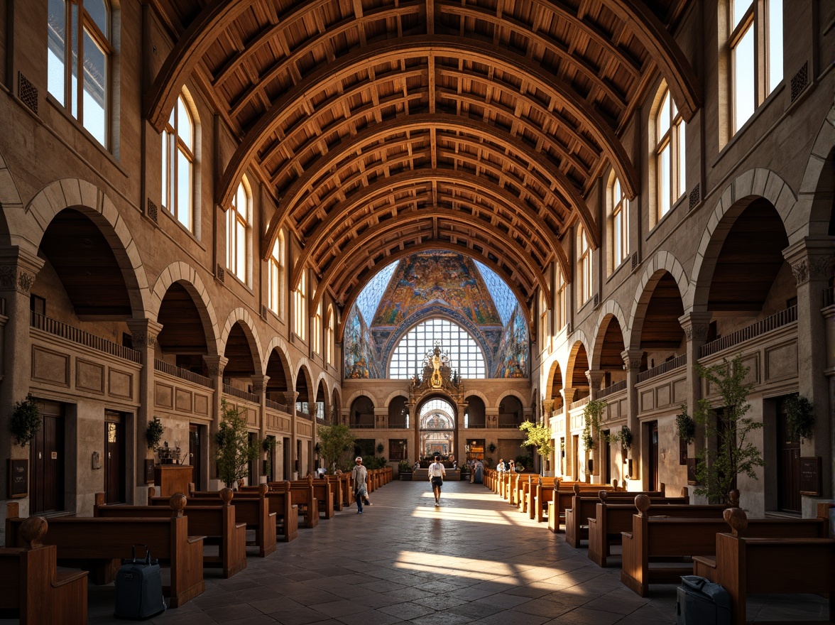 Prompt: Rustic Romanesque roof, terracotta tiles, curved arches, ornate stone carvings, grandiose bell towers, majestic dome structures, intricate mosaics, vibrant stained glass, warm golden lighting, soft focus, 1/2 composition, dramatic shadows, atmospheric perspective, realistic textures, ambient occlusion.