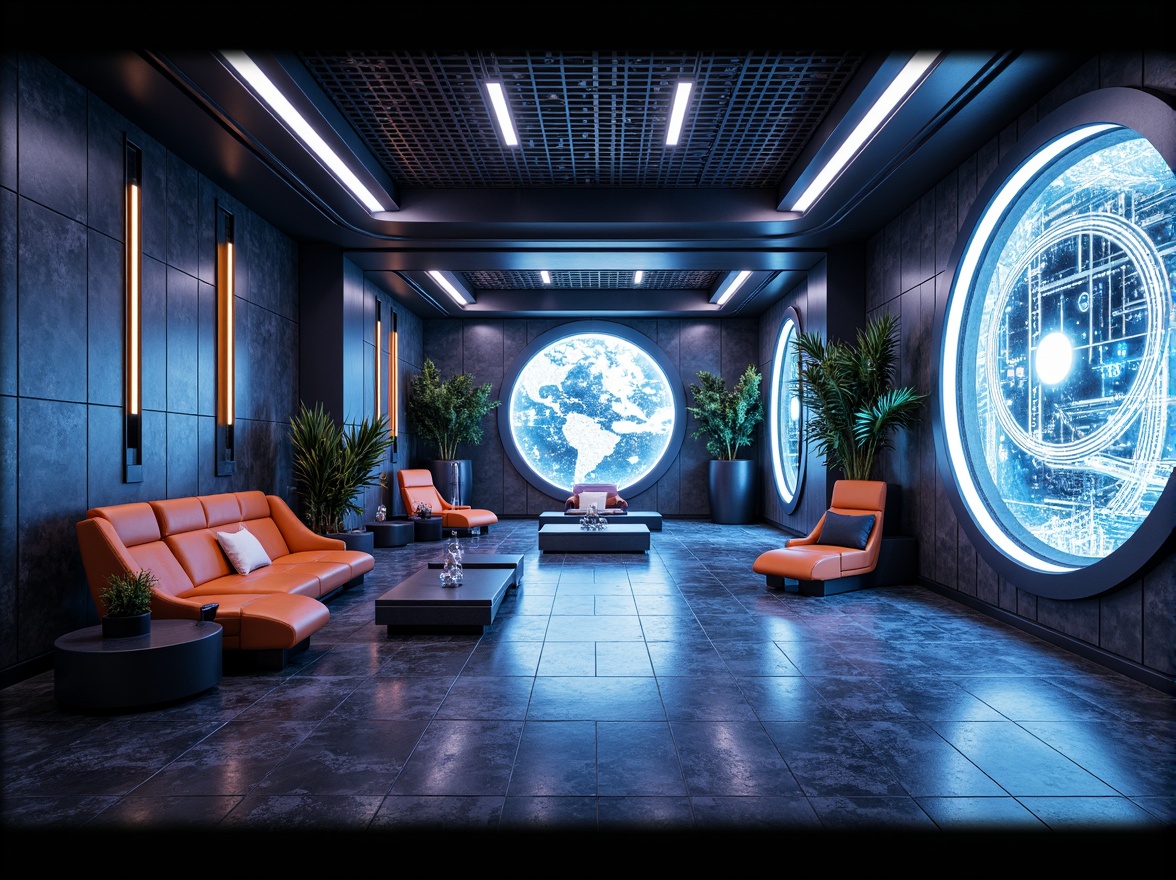 Prompt: Futuristic interior, granite flooring, metallic accents, sleek lines, minimalist decor, ambient lighting, neon color scheme, geometric patterns, holographic displays, futuristic furniture, advanced technology integration, space-age ambiance, high-tech materials, avant-garde design, innovative textures, 3D visual effects, cinematic composition.