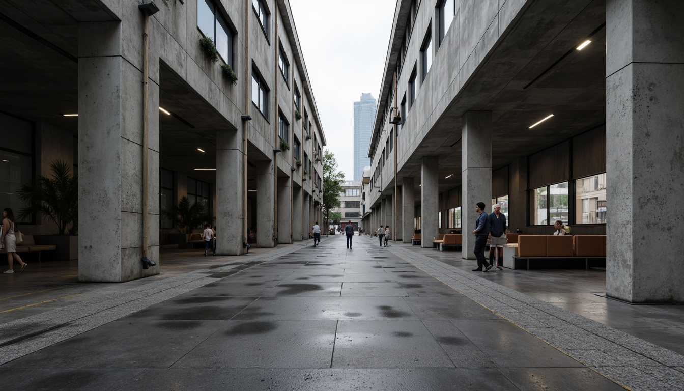 Prompt: Industrial architecture, fiber-cement facades, rough textured surfaces, modern brutalist design, exposed ductwork, concrete columns, steel beams, minimalist interiors, functional aesthetics, urban cityscape, overcast sky, dramatic shadows, high contrast lighting, 2/3 composition, close-up shots, realistic material rendering.