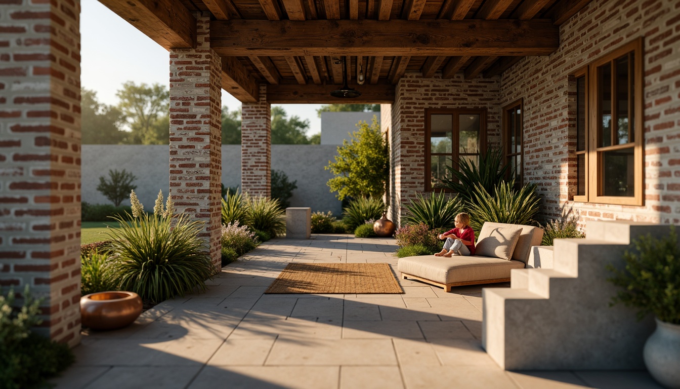 Prompt: Rustic wooden planks, distressed metal sheets, rough-hewn stone walls, vintage brick facades, natural fiber textiles, woven rattan furniture, earthy ceramic tiles, moss-covered concrete blocks, weathered copper accents, warm golden lighting, shallow depth of field, 1/1 composition, realistic material representations, ambient occlusion.