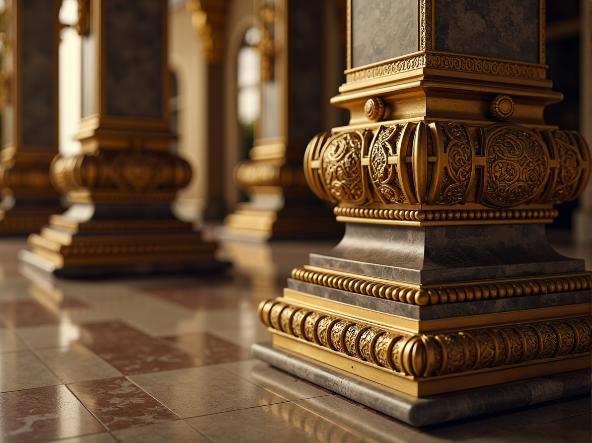 Prompt: Ornate column, intricately carved details, gilded accents, grandiose capitals, ornamental pedestals, rich marble surfaces, classical architecture, luxurious materials, dramatic lighting effects, warm golden tones, subtle textures, shallow depth of field, 1/1 composition, realistic reflections, ambient occlusion.