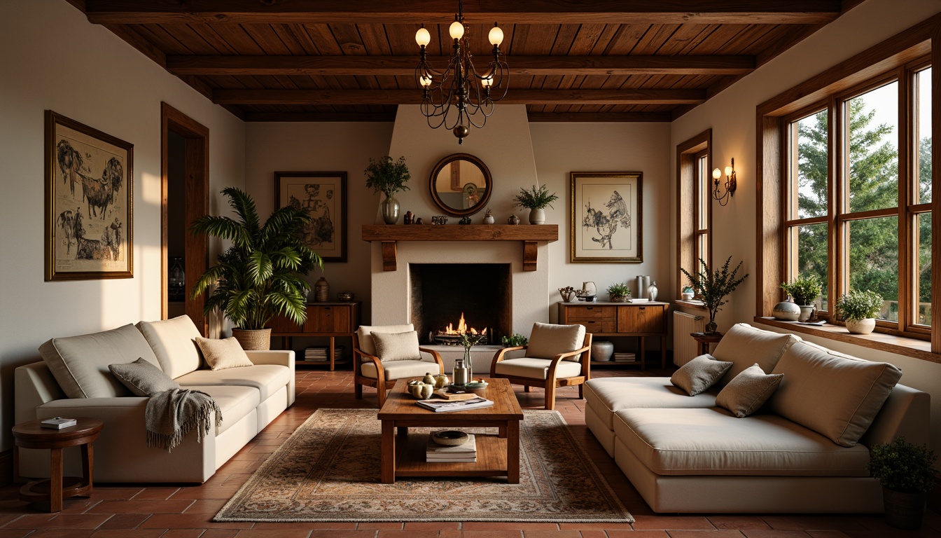 Prompt: Rich chocolate brown walls, creamy white accents, warm beige furniture, soft golden lighting, cozy atmosphere, inviting textures, natural wood tones, earthy terracotta floors, lush greenery, delicate floral patterns, whimsical illustrations, rustic distressed finishes, romantic candlelit ambiance, intimate seating areas, plush throw blankets, ornate vintage decor, elegant metallic fixtures.