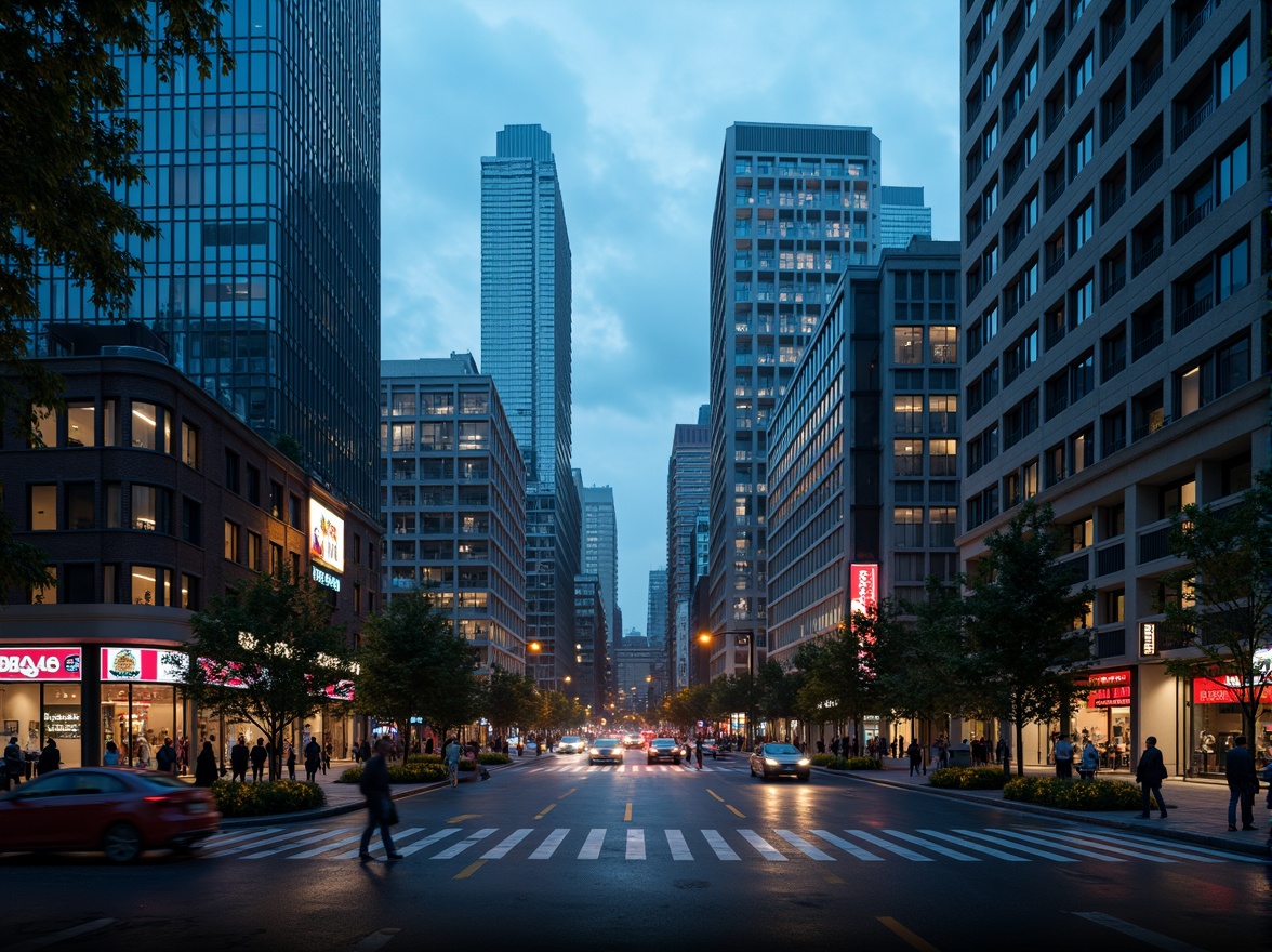 Prompt: Majestic cityscape, Prussian blue accents, sleek modern skyscrapers, angular glass facades, neon nightlife, bustling streets, vibrant street art, eclectic urban textures, industrial metal tones, contrasting warm lighting, cinematic atmosphere, high-contrast shadows, 1/2 composition, wide-angle lens, dramatic cloud formations, misty evening air, atmospheric fog, mysterious alleyways.