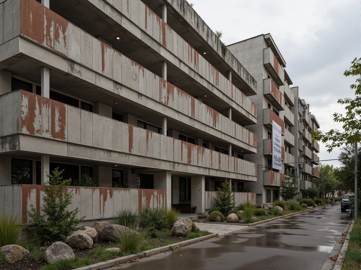 Prompt: Weathered fiber-cement fa\u00e7ade, rough textured surface, earthy tones, industrial aesthetic, brutalist architecture, urban landscape, overcast sky, soft diffused lighting, shallow depth of field, 3/4 composition, realistic textures, ambient occlusion, abandoned building, neglected atmosphere, worn-out infrastructure, peeling paint, rusty metal accents, crumbling concrete, distressed finishes, post-apocalyptic ambiance.