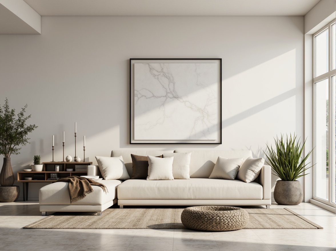 Prompt: Monochromatic simplicity, creamy whites, soft grays, taupe neutrals, muted pastels, industrial blacks, minimal ornamentation, clean lines, basic shapes, functional design, natural materials, subtle textures, ambient lighting, shallow depth of field, 1/1 composition, realistic renderings, atmospheric perspective.