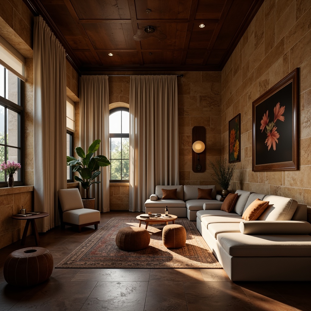 Prompt: Rich chocolate tones, warm beige accents, deep walnut furniture, velvety smooth textures, golden lighting, cozy atmosphere, indulgent vibes, luxurious materials, sophisticated color scheme, earthy undertones, natural stone walls, creamy whites, soft grays, intimate setting, dramatic shadows, low-key illumination, atmospheric mist, 1/1 composition, cinematic mood.