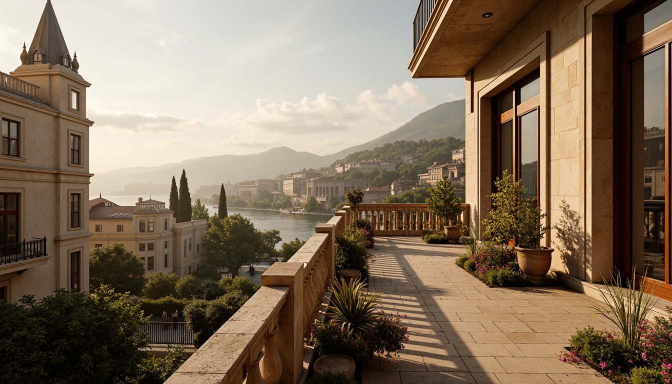 Prompt: Ornate balconies, intricately carved stone railings, ornamental ironwork, lavish flower arrangements, grand Renaissance palaces, opulent aristocratic residences, Mediterranean coastal cities, warm sunny days, soft golden lighting, shallow depth of field, 2/3 composition, romantic scenic views, realistic textures, ambient occlusion.