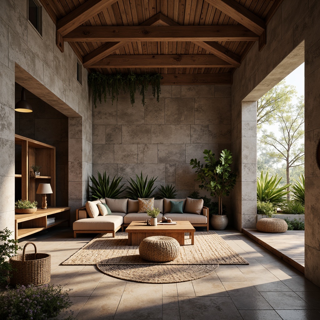 Prompt: Rustic wooden planks, distressed metal sheets, rough stone walls, smooth concrete floors, glossy ceramic tiles, intricate mosaic patterns, natural fiber rugs, woven wicker furniture, organic shapes, earthy tones, warm ambient lighting, shallow depth of field, 1/1 composition, realistic textures, ambient occlusion.