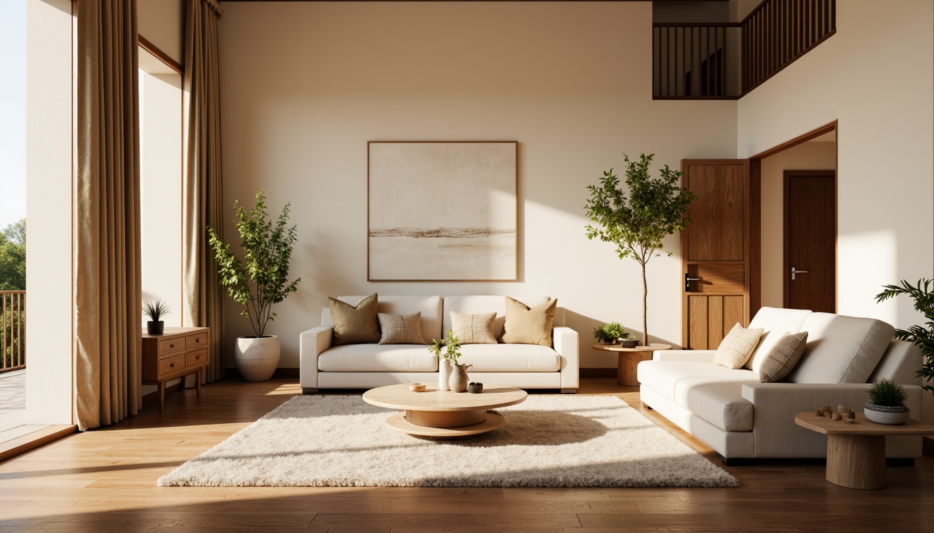 Prompt: Cozy living room, warm beige walls, rich walnut flooring, soft golden lighting, comfortable velvet sofas, plush area rugs, elegant marble coffee tables, minimalistic modern decor, subtle natural textures, calming atmosphere, soothing color scheme, earthy tone accents, warm neutrals, creamy whites, gentle pastels, relaxing ambiance, 1/2 composition, soft focus, atmospheric perspective.