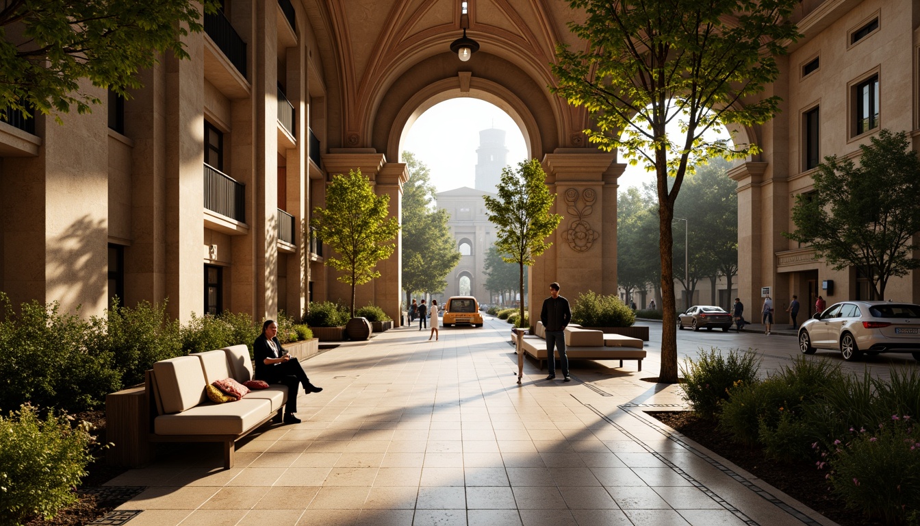 Prompt: Ancient Roman-inspired metro station, grand arches, ornate columns, travertine stone flooring, lush greenery walls, vibrant flower arrangements, elegant benches, intricate mosaics, warm bronze lighting, shallow depth of field, 3/4 composition, panoramic view, realistic textures, ambient occlusion, bustling urban atmosphere, morning sunlight, subtle fog effect.