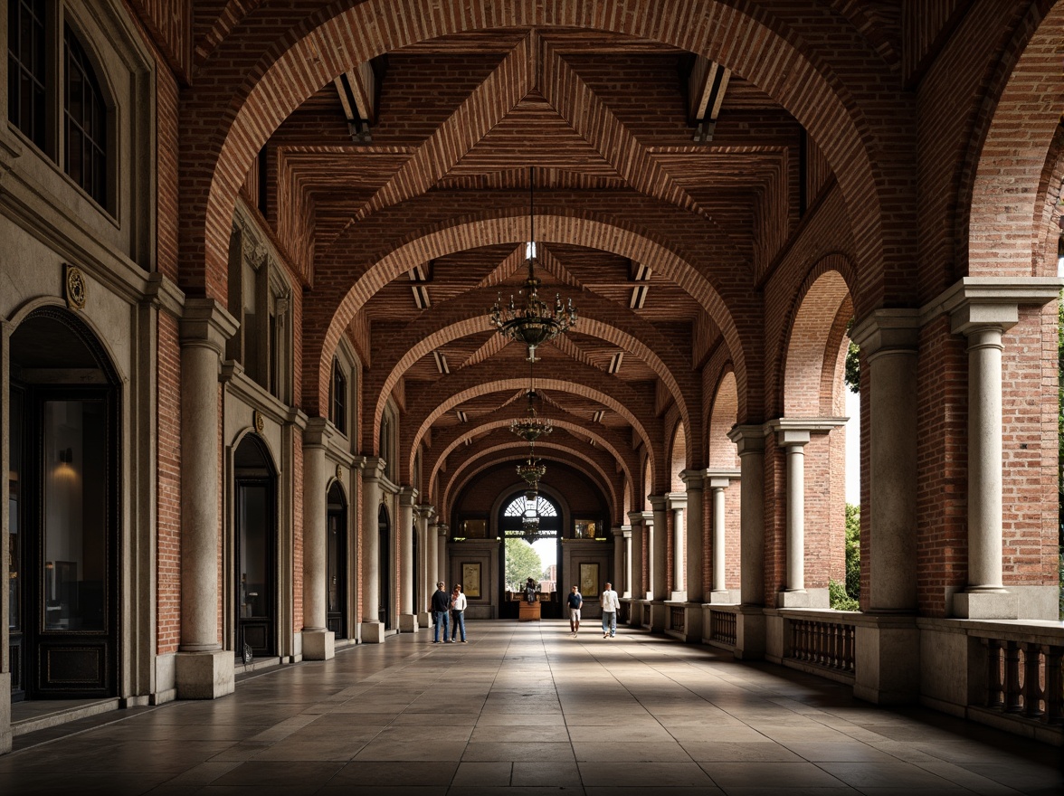 Prompt: Romanesque metro station, grand archways, ornate stonework, rustic brick walls, ribbed vaults, groin vaults, barrel ceilings, intricate carvings, monumental entrance, stone columns, ornate capitals, rich textures, earthy tones, warm lighting, dramatic shadows, 3/4 composition, low-angle shot, atmospheric perspective, realistic materials, ambient occlusion.