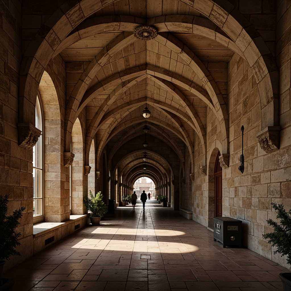 Prompt: Rustic metro station, archaic stone walls, vaulted ceilings, ornate carvings, grand entranceways, sturdy columns, rounded arches, medieval-inspired architecture, rough-hewn stonework, earthy color palette, warm ambient lighting, soft shadows, high-contrast textures, dramatic focal points, symmetrical composition, 1/2 camera angle, realistic renderings.