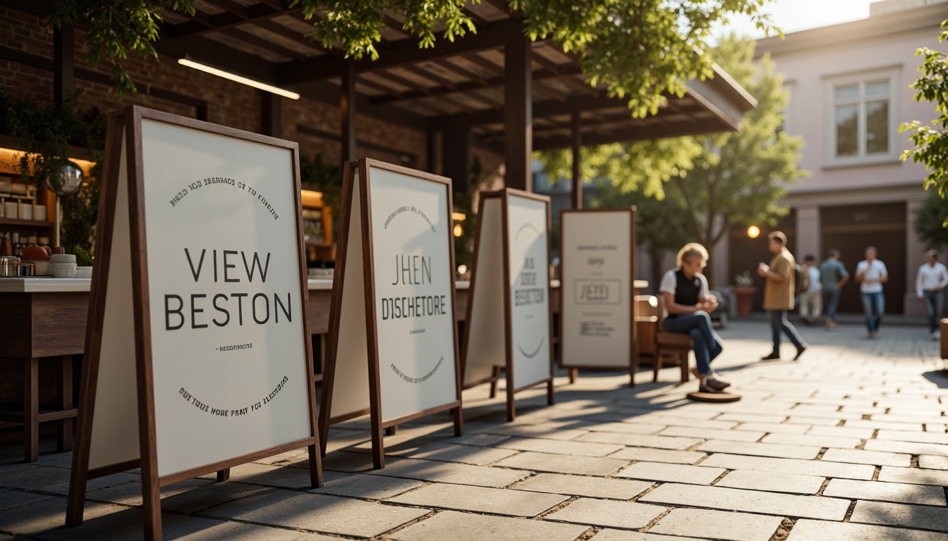 Prompt: Clean market signage, minimalist font styles, neutral color palette, subtle branding elements, elegant typography, simple shapes, geometric patterns, matte finishes, soft shadows, warm ambient lighting, shallow depth of field, 1/1 composition, realistic textures, ambient occlusion, urban marketplace setting, bustling crowd atmosphere, morning sunlight, gentle breeze, natural stone flooring, reclaimed wood accents.