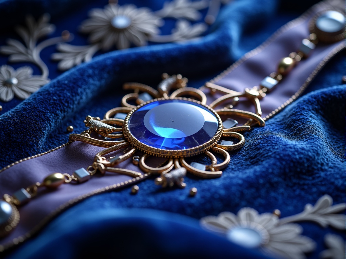 Prompt: Luxurious sapphire blue, rich velvet tones, deep navy hues, soft lavender accents, metallic silver highlights, creamy white textures, ornate gold details, intricate crystal patterns, elegant luxurious atmosphere, opulent jewel-toned colors, dramatic high-contrast lighting, shallow depth of field, 1/1 composition, realistic reflections, ambient occlusion.