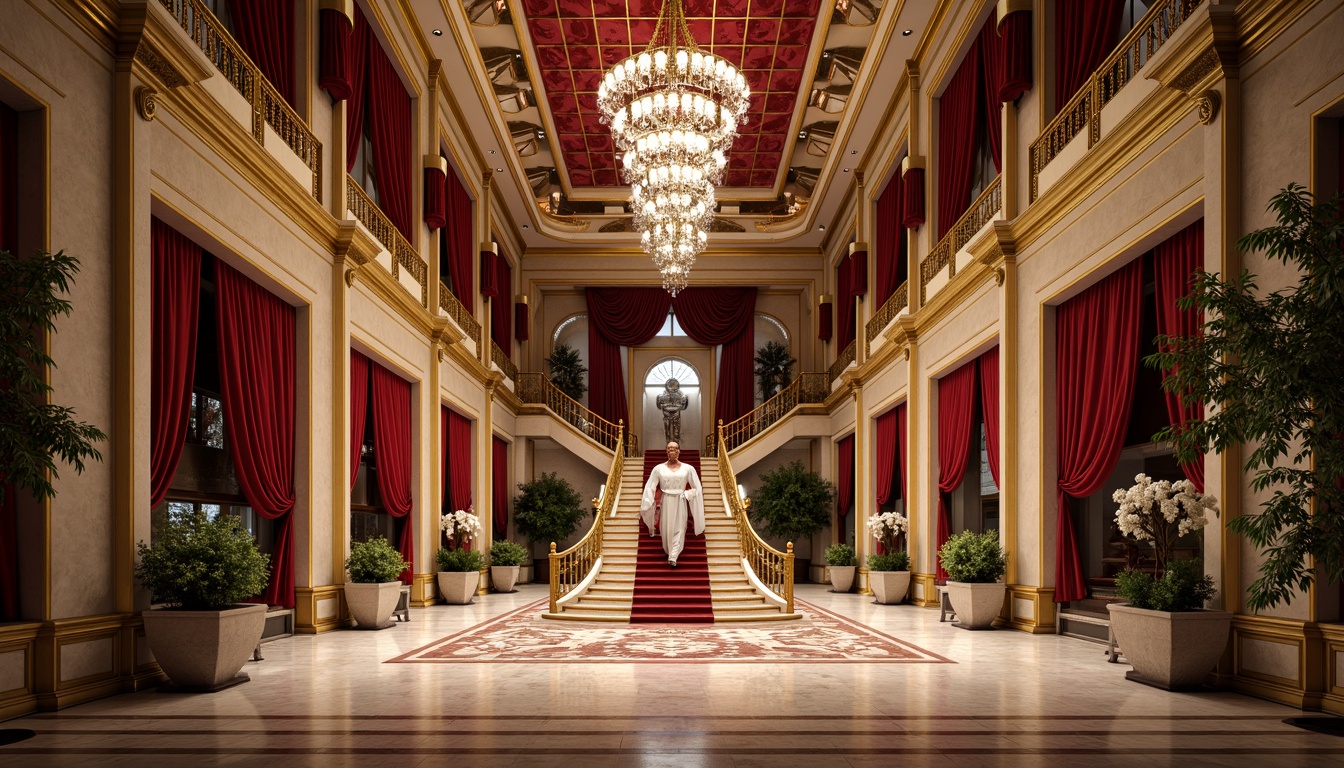 Prompt: Luxurious velvet curtains, ornate golden balconies, richly patterned marble floors, opulent crystal chandeliers, grandiose staircases, lavish red carpets, intricate moldings, Baroque-inspired decorations, majestic high ceilings, dramatic spotlights, warm soft lighting, 1/2 composition, shallow depth of field, realistic reflections, ambient occlusion, metabolic organic forms, biomechanical structures, futuristic materials, iridescent colors, holographic patterns.