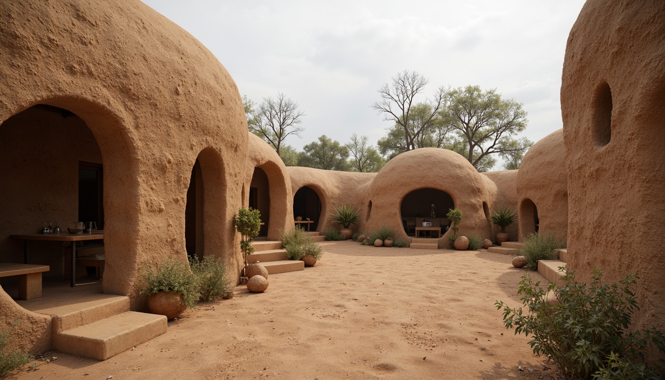 Prompt: Earthy mud huts, rustic natural textures, rough organic forms, uneven earthy surfaces, coarse-grained muddy walls, primitive tribal dwellings, serene rural landscapes, overcast skies, soft warm lighting, shallow depth of field, 1/1 composition, realistic mud materials, ambient occlusion, natural weathering effects, earth-toned color palette, organic architectural forms, sustainable building practices.