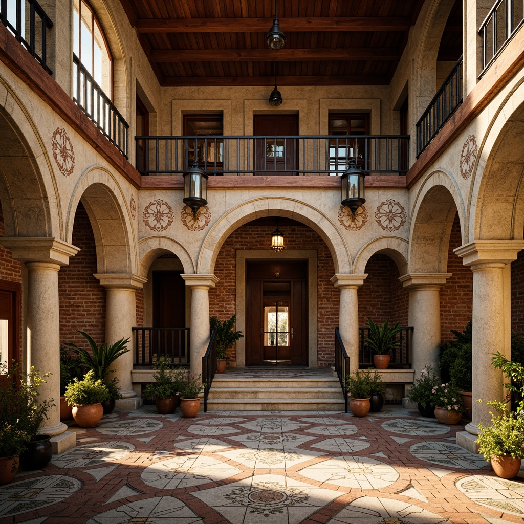 Prompt: Renaissance-inspired hostel, ornate stone carvings, rich wooden accents, rustic brick walls, elegant archways, grand entrance doors, vintage lanterns, intricate metal railings, ornamental balconies, flower-patterned ceramic tiles, warm golden lighting, soft morning sunlight, shallow depth of field, 1/2 composition, symmetrical framing, realistic textures, ambient occlusion.