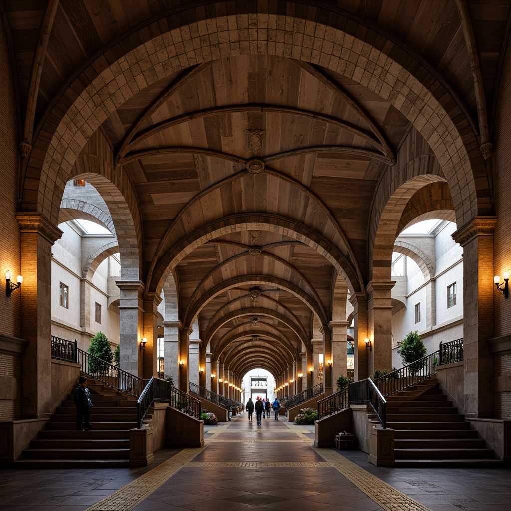 Prompt: Rustic metro station, arched ceilings, stone walls, ornate columns, grand staircases, vaulted roofs, intricate carvings, earthy tones, warm lighting, atmospheric ambiance, ancient-inspired architecture, robust brickwork, textured stonework, Romanesque Revival style, historic references, industrial-era charm, urban renewal, bustling cityscape, morning commute, soft natural light, shallow depth of field, 2/3 composition, symmetrical framing, realistic textures, ambient occlusion.