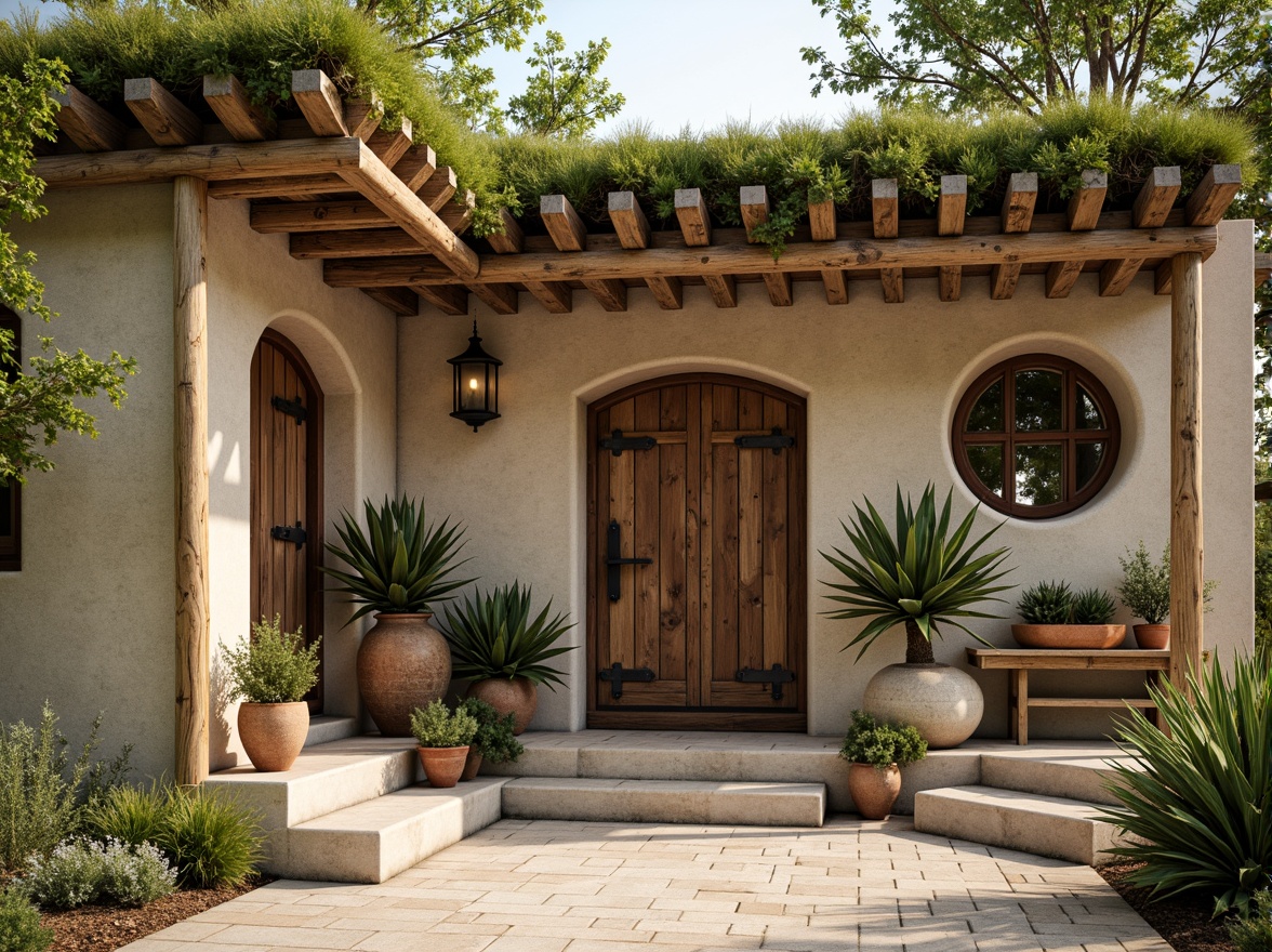 Prompt: Earthy olive tone architecture, rustic stone walls, moss-covered roofs, vintage wooden doors, distressed metal accents, weathered copper details, muted sage greenery, faded terracotta pottery, warm beige stucco, natural linen textiles, earthy ceramic tiles, soft diffused lighting, shallow depth of field, 2/3 composition, realistic textures, ambient occlusion.