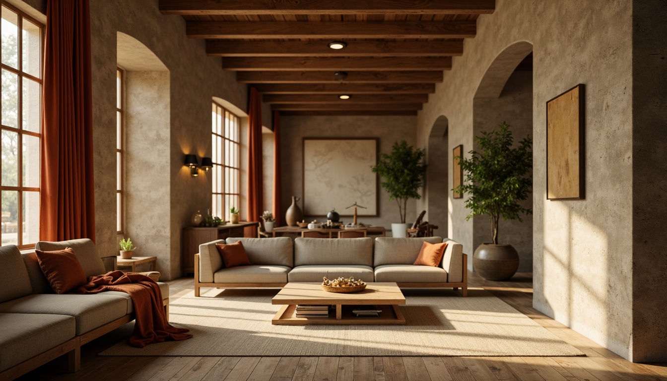 Prompt: Earthy olive tones, muted terracotta hues, weathered wooden accents, natural linen textures, rustic stone walls, distressed metal details, warm beige backgrounds, soft golden lighting, shallow depth of field, 1/1 composition, intimate close-ups, realistic worn finishes, ambient occlusion.