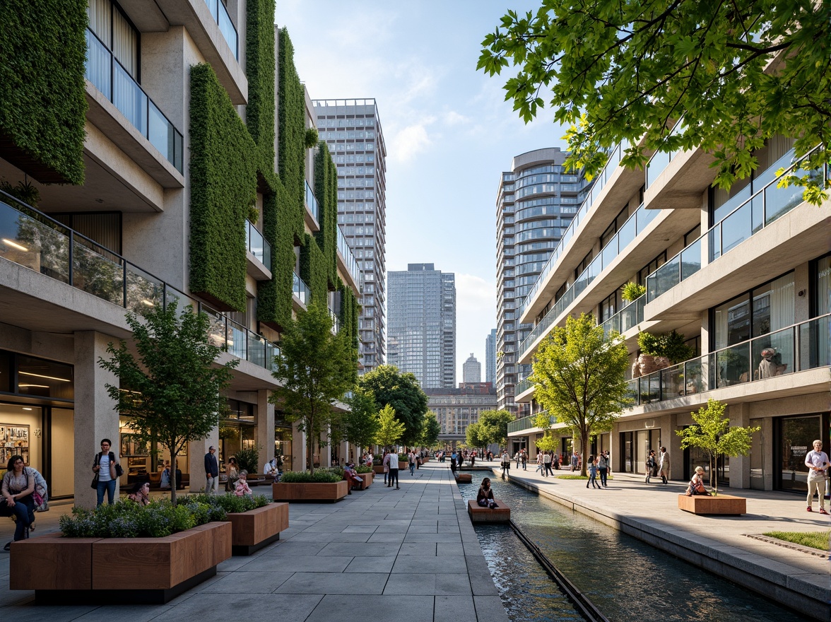 Prompt: Vibrant train station, lush green roofs, vertical gardens, natural stone walls, steel beams, modern architecture, large windows, glass ceilings, flowing water features, wooden benches, urban plaza, city skyline, busy streets, dynamic lighting, shallow depth of field, 1/2 composition, panoramic view, realistic textures, ambient occlusion.