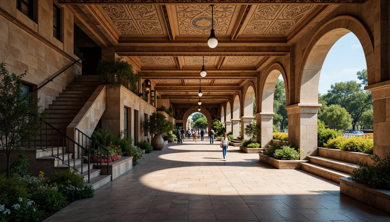 Prompt: Rustic metro station, Romanesque archways, ornate stone carvings, grand staircases, intricate mosaics, lush greenery, vibrant flowers, modern streetlights, urban benches, decorative railings, historic architectural details, warm earthy tones, soft afternoon lighting, 1/2 composition, detailed textures, ambient occlusion.Please let me know if this meets your requirements!