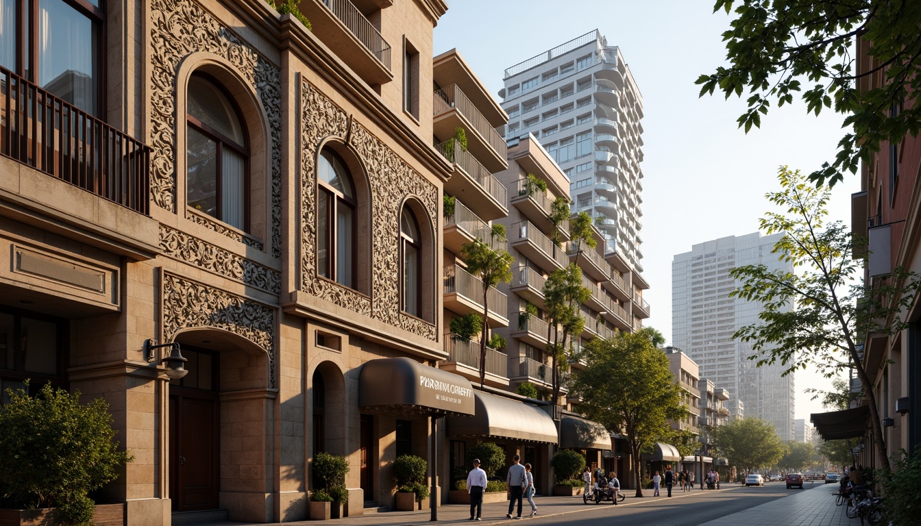 Prompt: Intricate monument facades, ornate stone carvings, grandiose archways, vibrant cultural patterns, social housing complexes, modernist architecture, sleek concrete structures, balconies with metal railings, urban cityscape, bustling street life, warm afternoon sunlight, shallow depth of field, 1/1 composition, realistic textures, ambient occlusion.