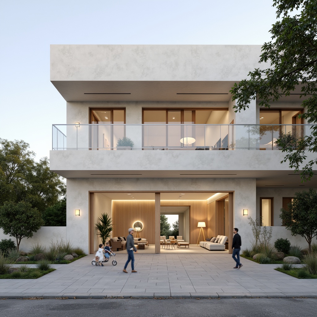 Prompt: Minimalist building facade, clean lines, neutral color palette, abundant natural light, open floor plans, functional simplicity, industrial materials, exposed ductwork, polished concrete floors, minimalist decor, sparse greenery, subtle texture contrasts, soft warm lighting, shallow depth of field, 1/1 composition, realistic renderings, ambient occlusion.