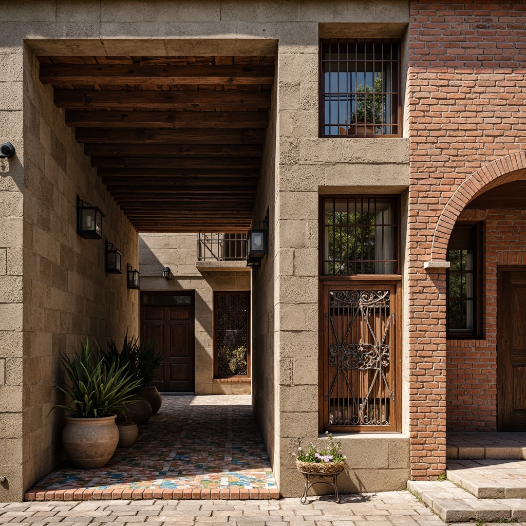 Prompt: Rough stone walls, weathered wooden planks, metallic grilles, glass bricks, ornate mosaics, vibrant ceramic tiles, rustic brick facades, industrial concrete structures, intricate stucco patterns, natural rock formations, earthy terracotta tones, warm ambient lighting, shallow depth of field, 3/4 composition, panoramic view, realistic textures, ambient occlusion.