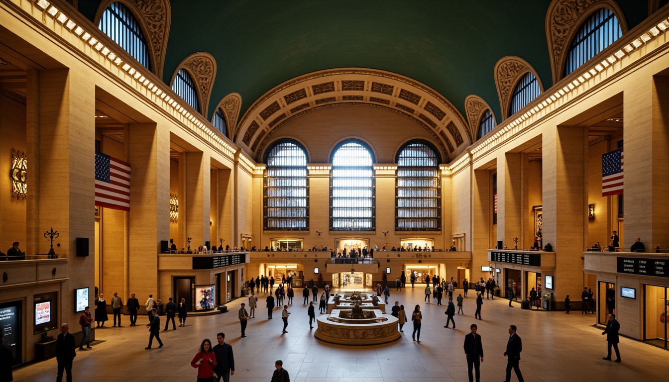 Prompt: Grand metro station, Romanesque archways, ornate stone carvings, vaulted ceilings, intricate mosaics, bustling urban atmosphere, morning rush hour, soft warm lighting, shallow depth of field, 3/4 composition, panoramic view, realistic textures, ambient occlusion, historic architectural elements, grand staircases, elegant chandeliers, polished marble floors, ornate metal railings, vibrant advertisement displays, modern train systems, efficient transportation hubs.