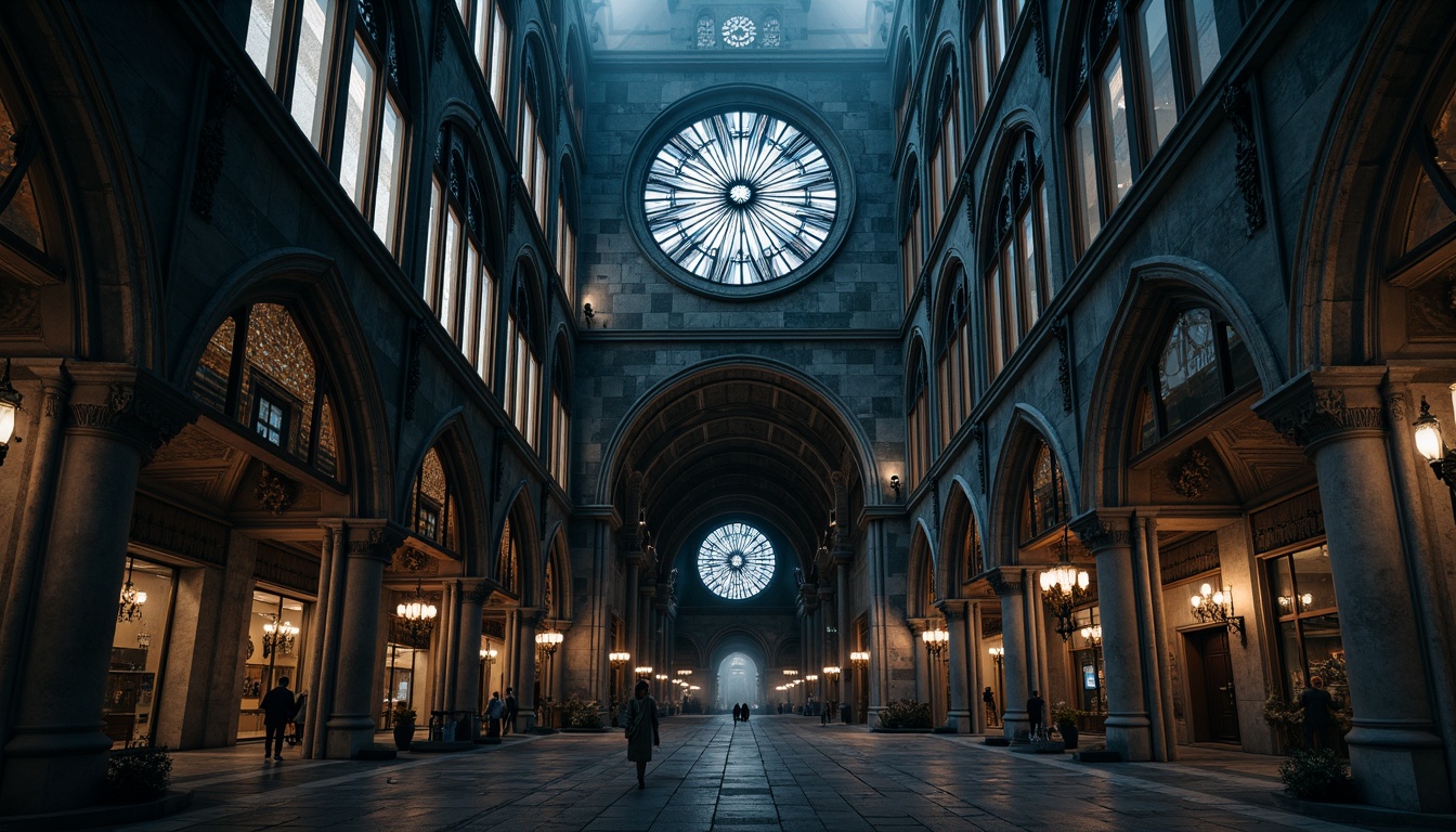 Prompt: Ornate Gothic cathedral, intricately carved stone walls, stained glass windows, pointed arches, ribbed vaults, flying buttresses, grand entrance doors, mystical gargoyles, eerie lanterns, dramatic nighttime lighting, misty atmosphere, 3/4 composition, low-angle shot, high-contrast rendering, detailed textures, ambient occlusion.