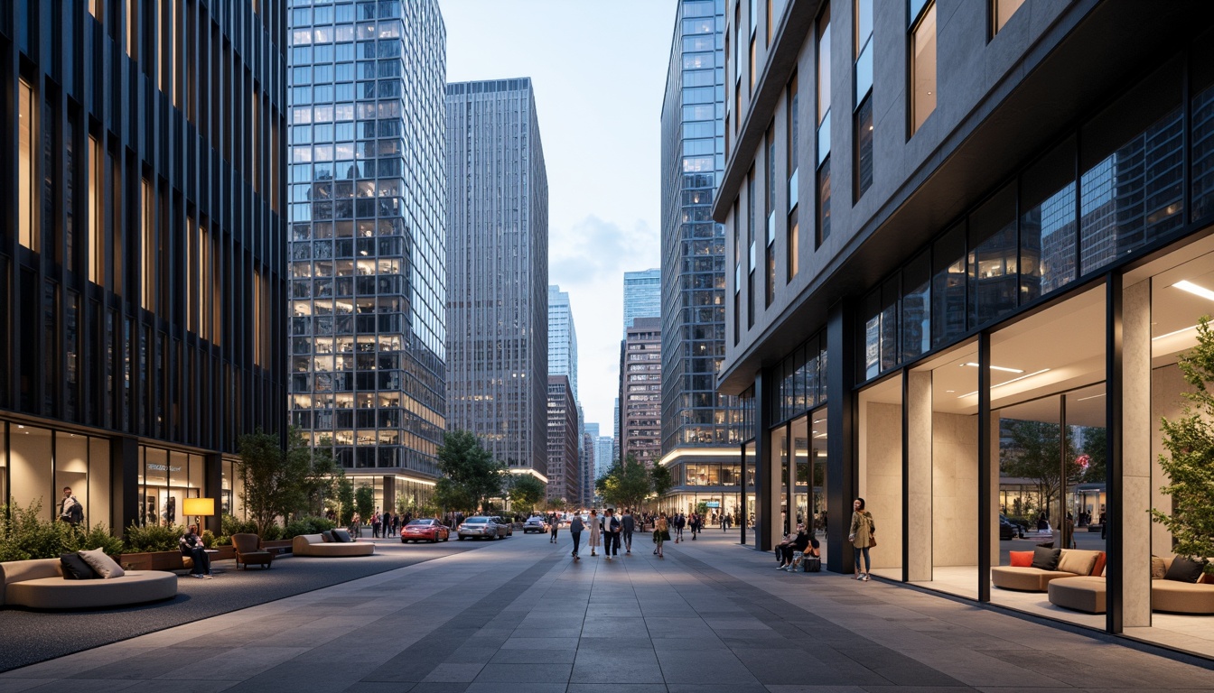 Prompt: Futuristic cityscape, sleek skyscrapers, metallic facades, neon lights, granite exterior cladding, polished stone surfaces, geometric patterns, minimalist interior design, modern furniture, ambient lighting, shallow depth of field, 3/4 composition, panoramic view, realistic textures, ambient occlusion.