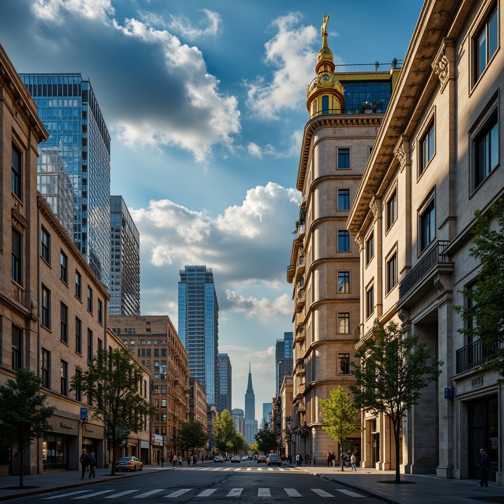 Prompt: Vibrant Prussian blue accents, ornate Baroque details, grandiose columns, intricately carved stonework, lavish golden ornamentation, majestic cityscape, cloudy sky with dramatic sunlight, warm afternoon glow, high contrast lighting, shallow depth of field, 1/2 composition, symmetrical framing, realistic stone textures, ambient occlusion.