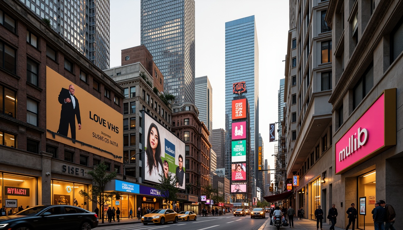 Prompt: Vibrant urban landscape, sleek skyscrapers, modern cityscape, bustling streets, neon lights, colorful billboards, eclectic mix of architectural styles, brutalist concrete structures, Art Deco ornate details, industrial chic materials, warm golden lighting, shallow depth of field, 1/1 composition, realistic textures, ambient occlusion, monochromatic color scheme, bold contrasting hues, pastel soft tones, earthy natural shades, futuristic neon accents.