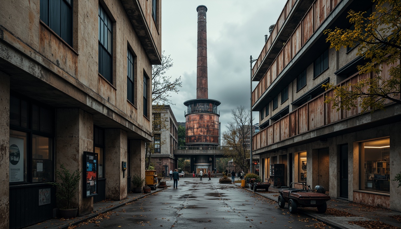 Prompt: Industrial energy plant, metallic structures, exposed ductwork, concrete floors, steel beams, rusted pipes, worn-out machinery, distressed walls, urban landscape, overcast sky, misty atmosphere, warm color palette, high-contrast lighting, dramatic shadows, symmetrical composition, realistic reflections, ambient occlusion.