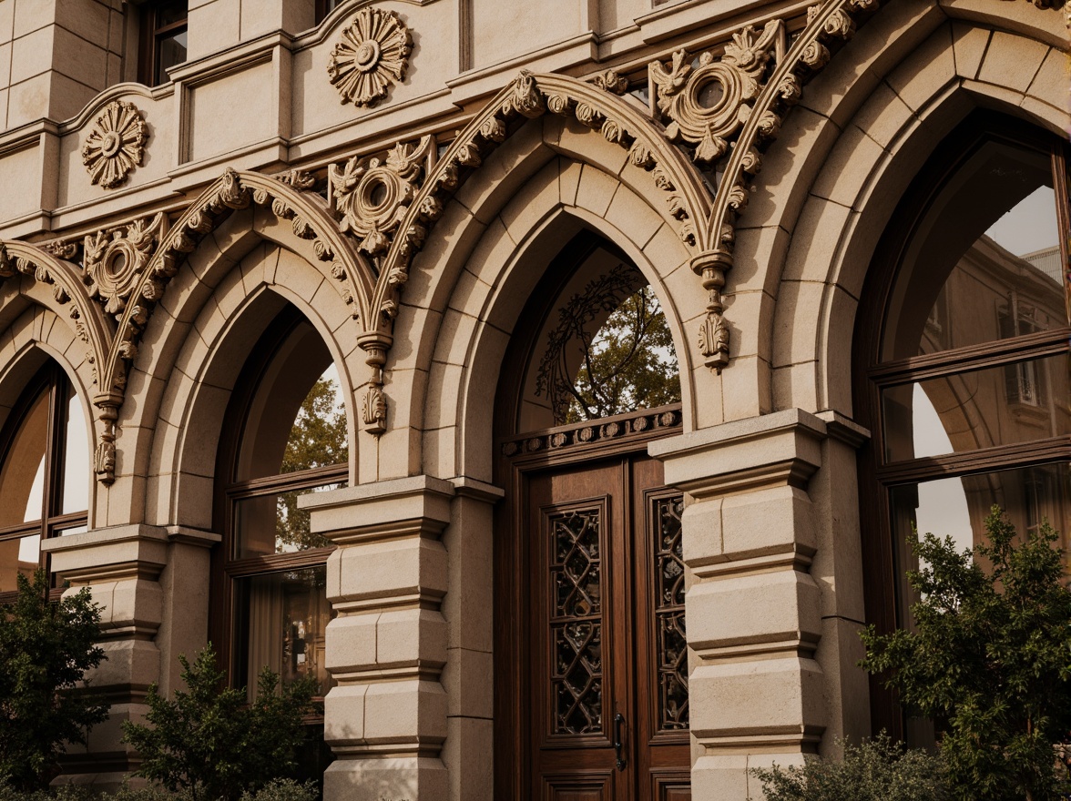 Prompt: Ornate stone carvings, grandiose archways, dramatic curved lines, lavish decorations, richly textured stonework, imposing facade, ornamental keystones, elegant window frames, refined Baroque details, warm golden lighting, soft focus, shallow depth of field, 1/1 composition, highly detailed textures, ambient occlusion.