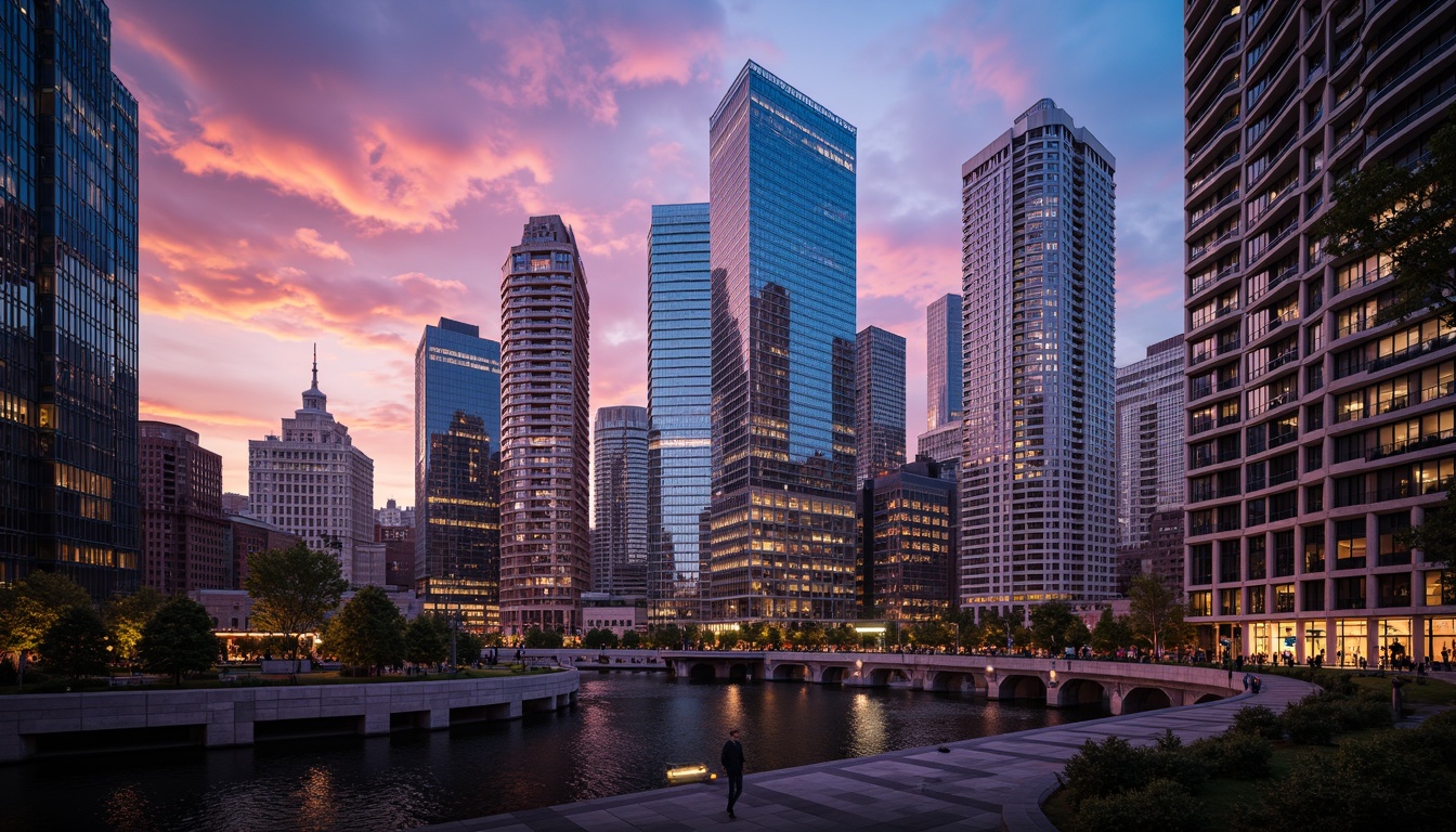 Prompt: Vibrant cityscape, modern skyscrapers, glass facades, steel structures, urban landscape, eclectic color scheme, bold primary hues, neon accents, sleek metal tones, concrete textures, dynamic lighting effects, warm sunset ambiance, high-contrast shadows, 1/2 composition, cinematic view, atmospheric perspective.