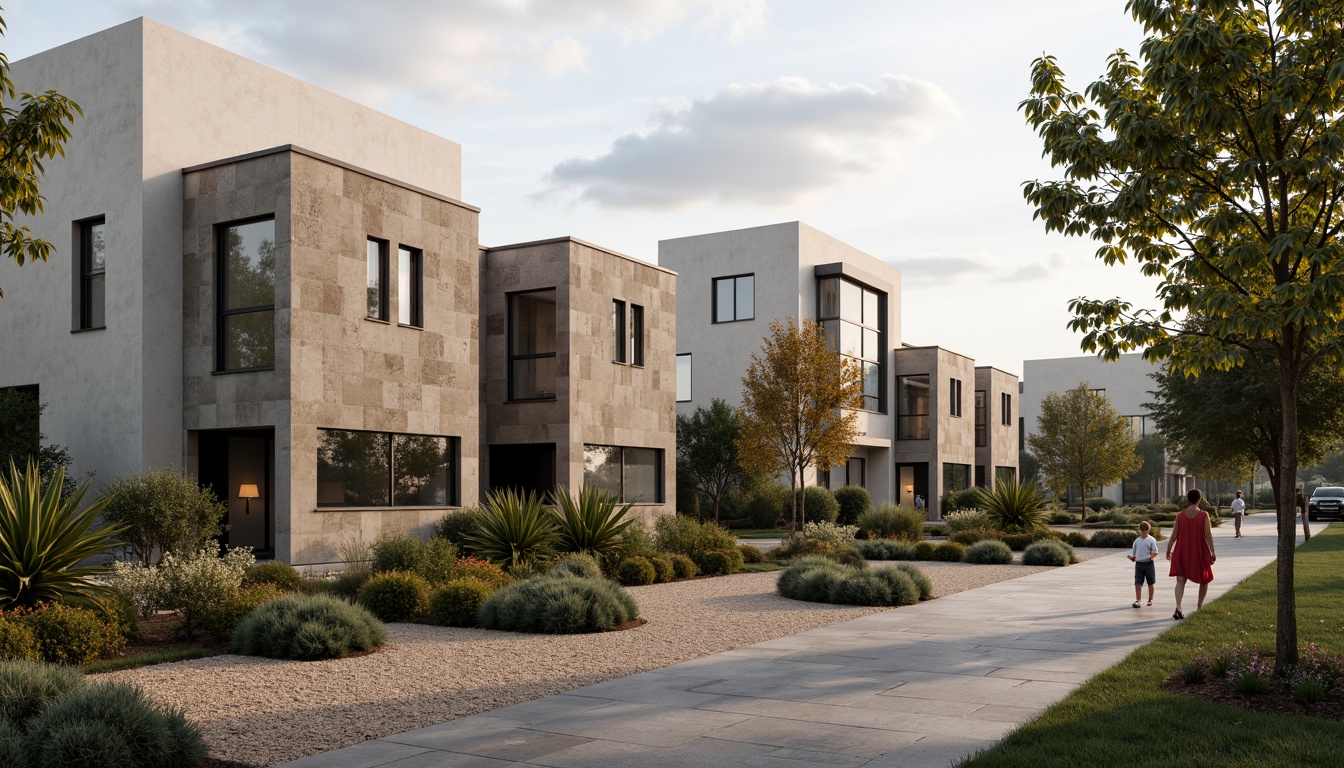 Prompt: Rustic modern buildings, rough plastered concrete walls, earthy color palette, natural textures, industrial chic aesthetic, urban landscape, cloudy day, soft diffused lighting, shallow depth of field, 1/2 composition, realistic renderings, ambient occlusion, subtle shading, weathered effects.