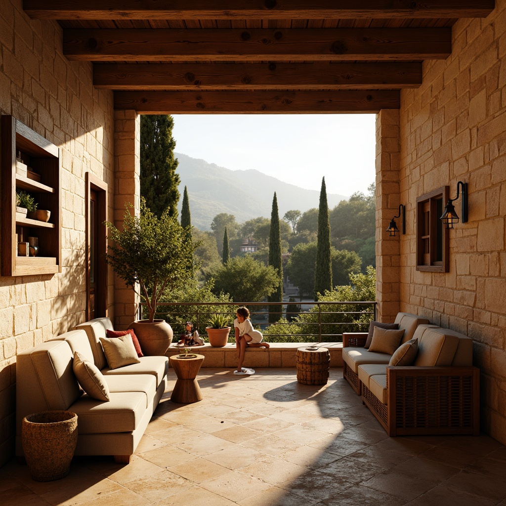 Prompt: Warm sienna tone, earthy atmosphere, rustic textures, natural stone walls, vintage wooden accents, cozy interior spaces, soft warm lighting, shallow depth of field, 1/1 composition, realistic textures, ambient occlusion, Tuscan-inspired architecture, Mediterranean landscape, rolling hills, cypress trees, scenic vistas, serene ambiance, inviting color scheme.