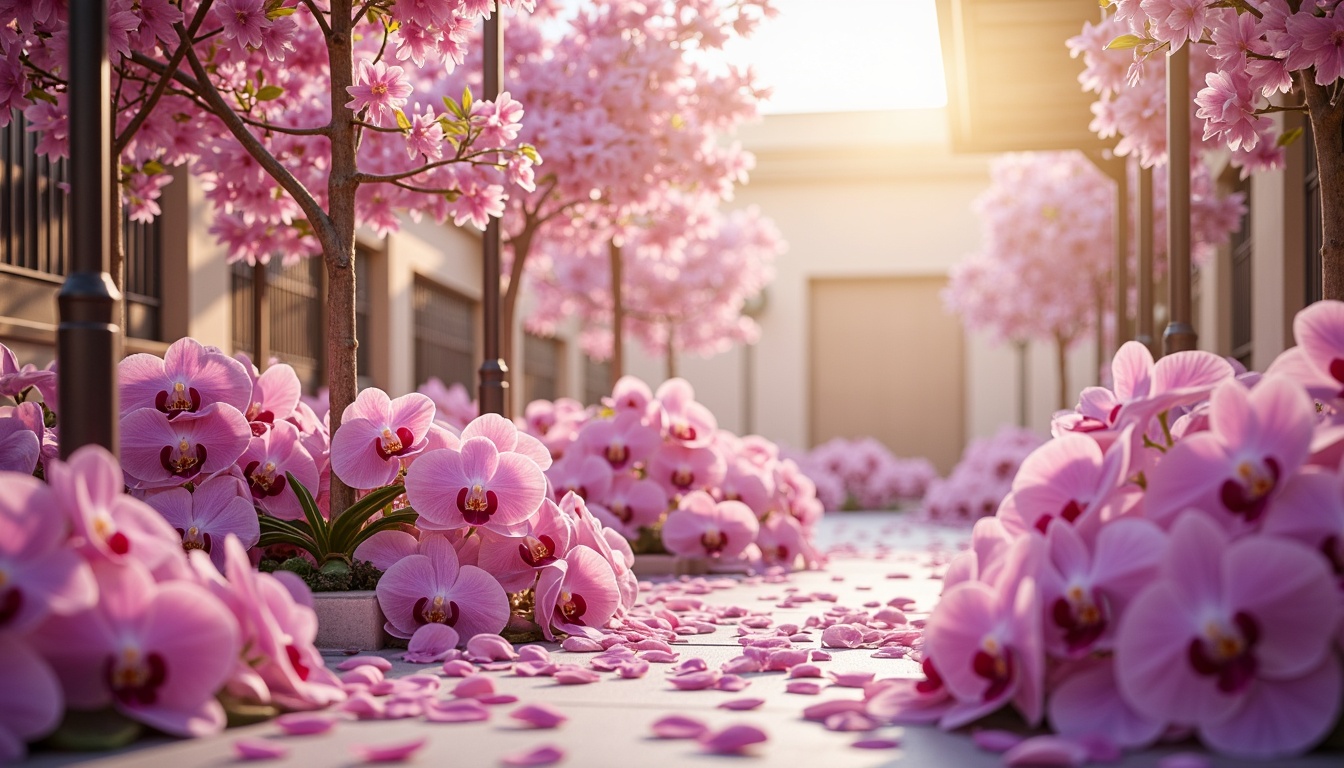 Prompt: Luxurious orchid hues, soft pastel shades, delicate petals, whimsical floral patterns, elegant Victorian-era inspired architecture, ornate ironwork details, refined lace textures, subtle gradient transitions, warm golden lighting, shallow depth of field, 1/1 composition, intimate atmosphere, realistic fabric simulations, ambient occlusion.Please let me know if this meets your requirements!