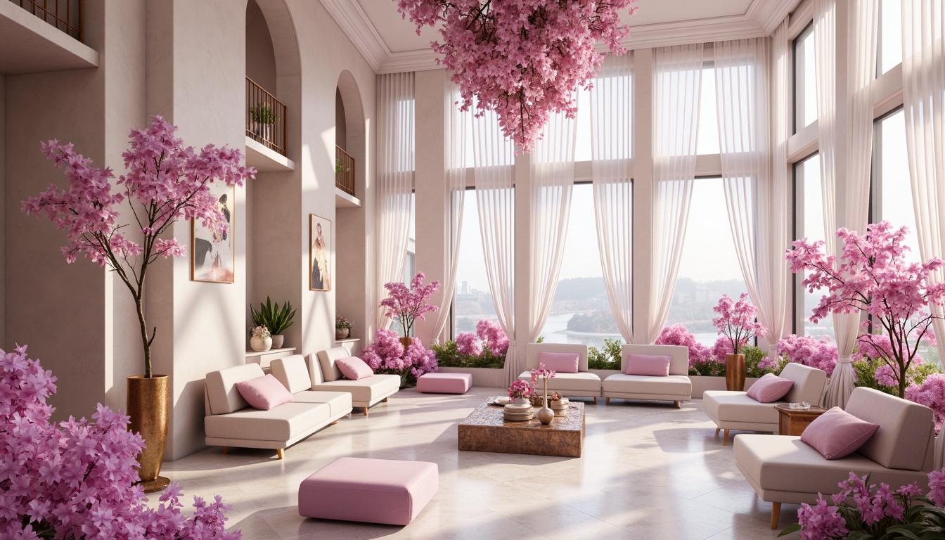 Prompt: \Ethereal orchid-inspired interior design, soft pastel hues, delicate petal-shaped decorations, luxurious velvet fabrics, ornate gold accents, refined marble textures, sophisticated modern furniture, airy open spaces, natural light pouring in, subtle warm glow, shallow depth of field, 1/1 composition, realistic reflections, ambient occlusion.\Let me know if you need any adjustments or if this meets your requirements!