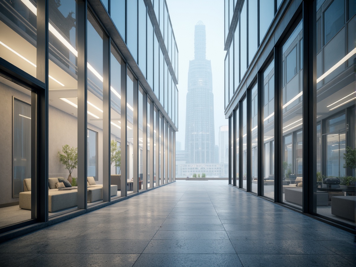 Prompt: Ethereal building facade, translucent glass walls, diffused natural light, subtle shadows, minimalist interior design, sleek metal frames, ambient occlusion, soft warm glow, LED lighting installations, futuristic architecture, urban cityscape, daytime atmosphere, shallow depth of field, 1/1 composition, realistic textures, atmospheric perspective.