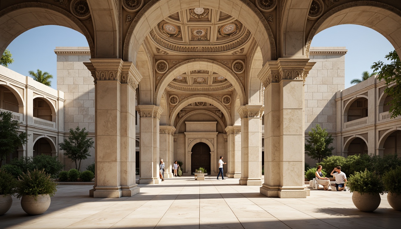 Prompt: Grandiose temple, majestic columns, ornate capitals, symmetrical facades, harmonious proportions, elegant arches, intricately carved reliefs, polished marble floors, stately grandeur, serene courtyards, lush greenery, natural stone walls, classic pediments, balanced compositions, subtle shading, dramatic lighting, 3/4 perspective view.