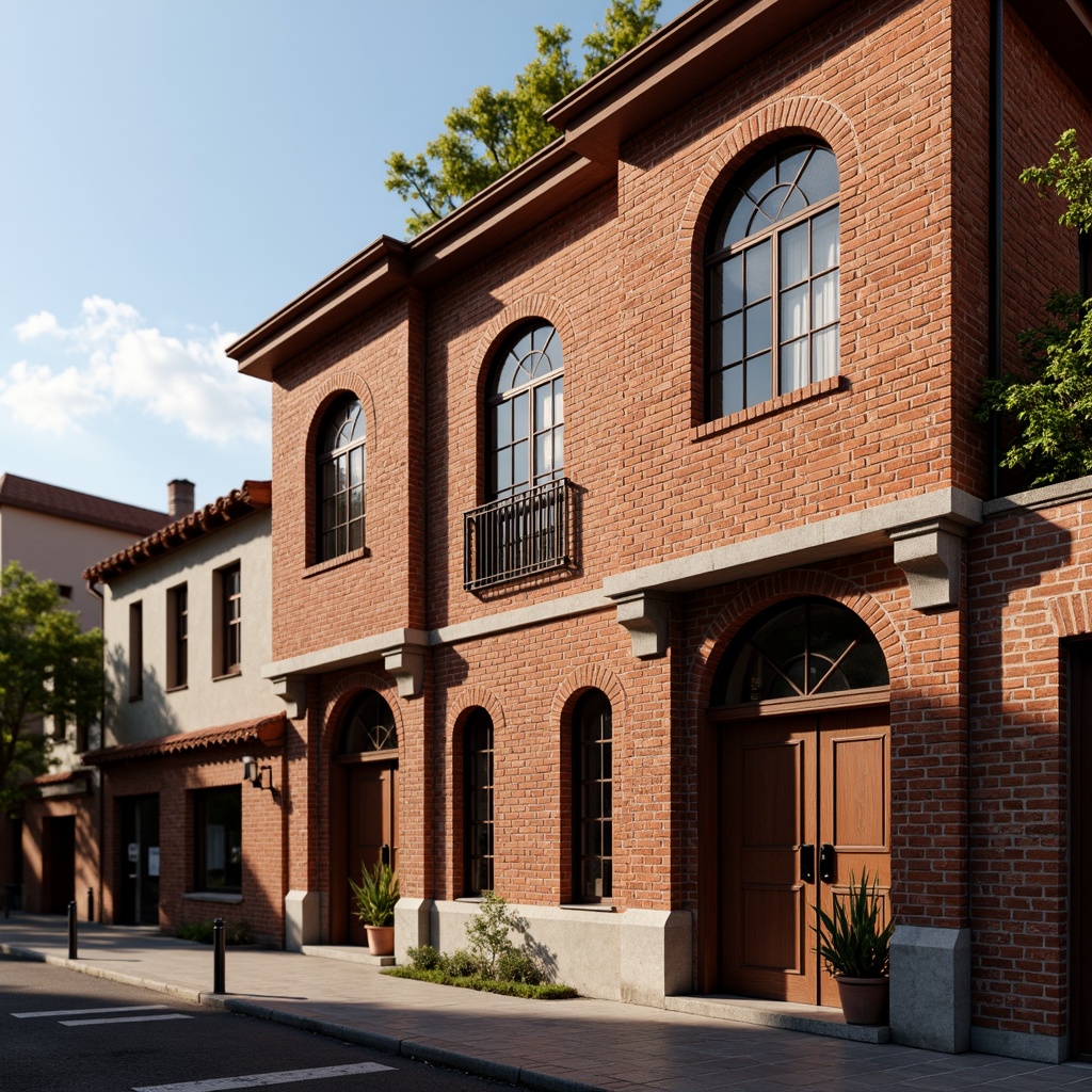 Prompt: Traditional brick buildings, rustic red brick walls, ornate brick carvings, textured brick facades, earthy tone color palette, classic architectural style, historic building renovation, urban cityscape, morning sunlight casting shadows, warm soft lighting, shallow depth of field, 1/1 composition, realistic textures, ambient occlusion.