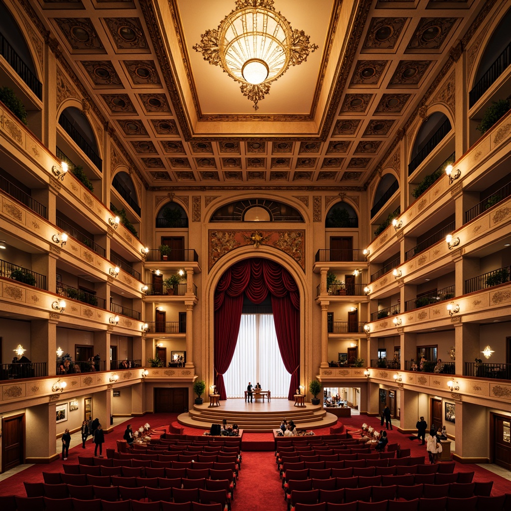 Prompt: Grand opera house facade, ornate balconies, sweeping arches, majestic columns, intricately patterned stonework, vibrant red carpeting, opulent chandeliers, lavish furnishings, regal staircases, dramatic spotlights, warm golden lighting, 1/2 composition, shallow depth of field, luxurious textures, social housing units, affordable residential spaces, community gathering areas, rooftop gardens, green roofs, sustainable building materials, energy-efficient systems, modern amenities, sleek lines, minimalist decor, urban cityscape, bustling streets, vibrant cultural atmosphere.