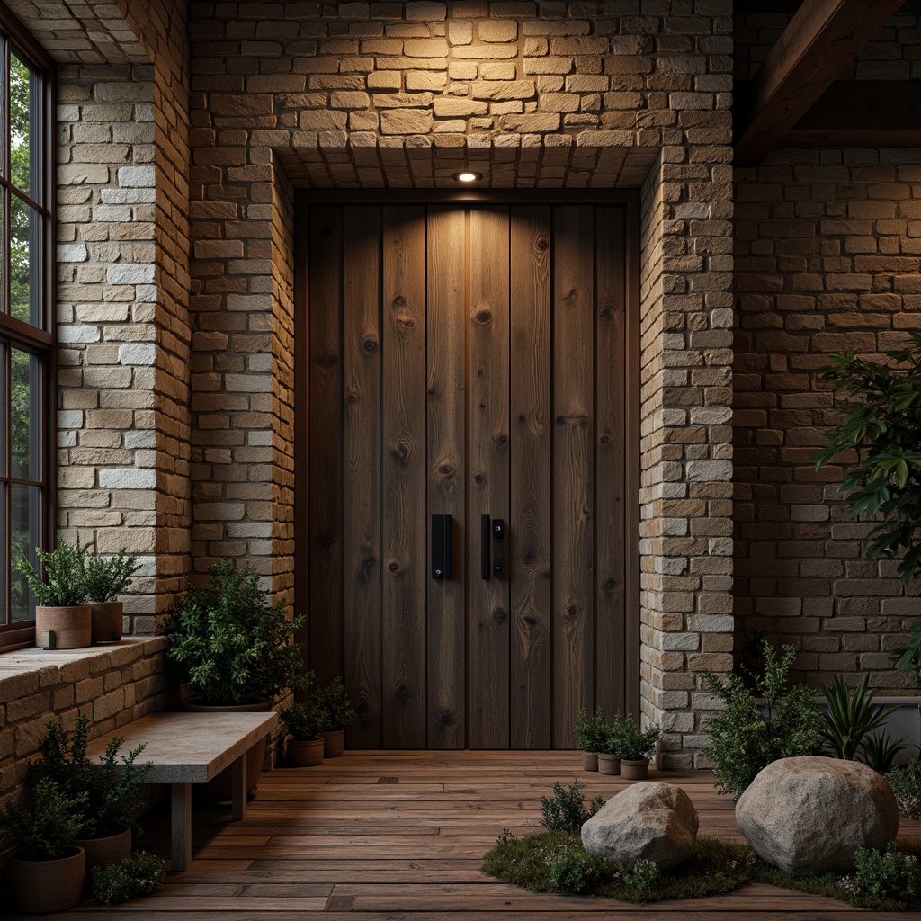 Prompt: Rustic stone walls, weathered wooden planks, distressed metal panels, rough-hewn boulders, tactile brick facades, organic natural forms, earthy tones, matte finishes, ambient shadows, soft warm lighting, 3/4 composition, shallow depth of field, realistic textures, subtle noise patterns, high-contrast imagery, cinematic mood, atmospheric ambiance.