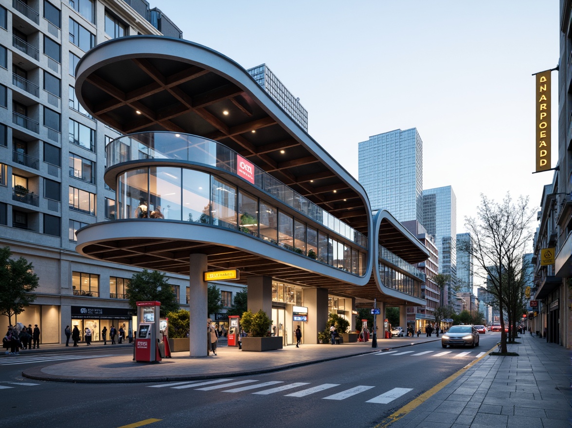 Prompt: Futuristic gas station, curved lines, rectangular forms, industrial materials, exposed steel beams, polished concrete floors, glass bricks, metal cladding, cantilevered roofs, minimalist design, bold typography, neon signage, urban landscape, city streets, busy intersections, daytime lighting, shallow depth of field, 2/3 composition, realistic textures, ambient occlusion.